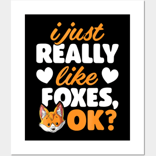 I Just Really Like Foxes OK Fox Funny Red Foxes Posters and Art